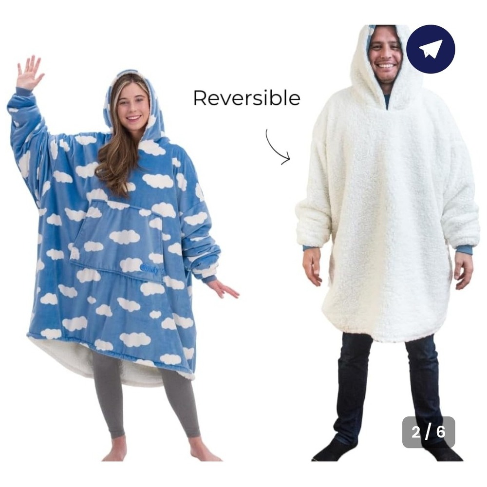 NEW The Comfy Original Wearable Blanket Adult OS Blue Cloud Reversible Day Dream